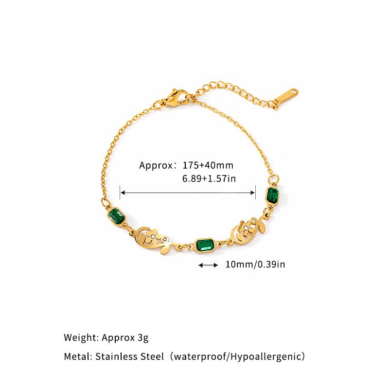 SA Jewelry New Stainless Steel 18K Gold Colored Cubic Zircon Chain Link Bracelet Trendy Minimalist Design Women's Fashion