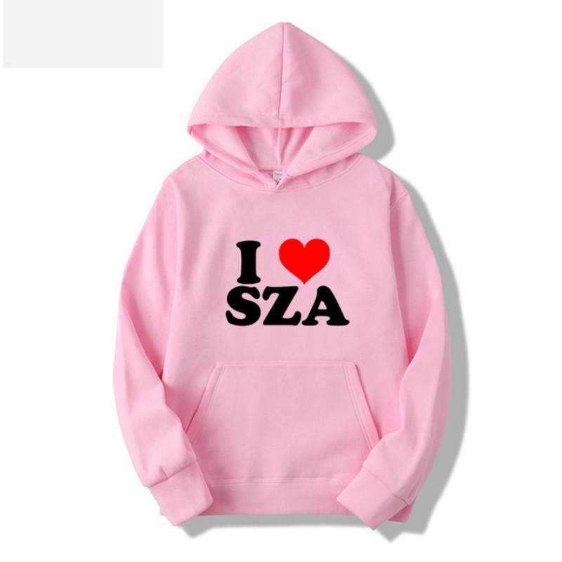 I Love SZA Retro Women's and Men's Hooded Pullover Fashion Couple Casual Hip Hop Sweatshirt Large