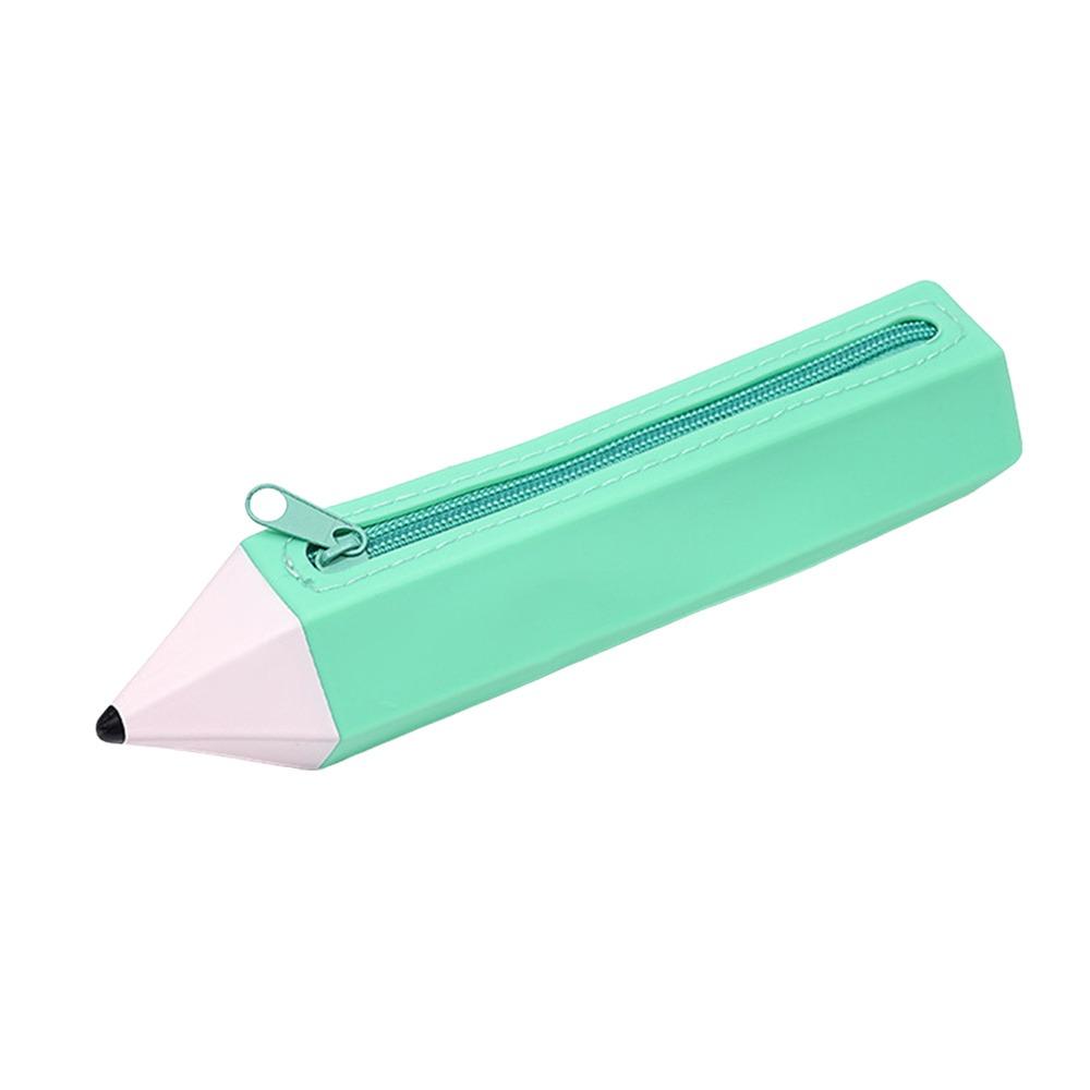 Pencil Shape Pen Bag Silicone Stationery Organizer Multi-functional Stationery Pouch Gift