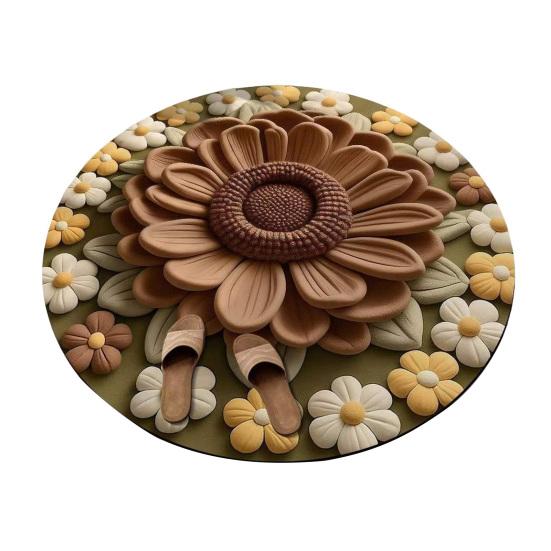 Цветочный Плюшевый Диатомовый Земляной Коврик для Пола 3D Визуальный Цветочный Узор Диатомовая Грязь Коврики для Пола Нескользящий Впитывающий Коврик для Ванной для Спальни Кухни Прихожей