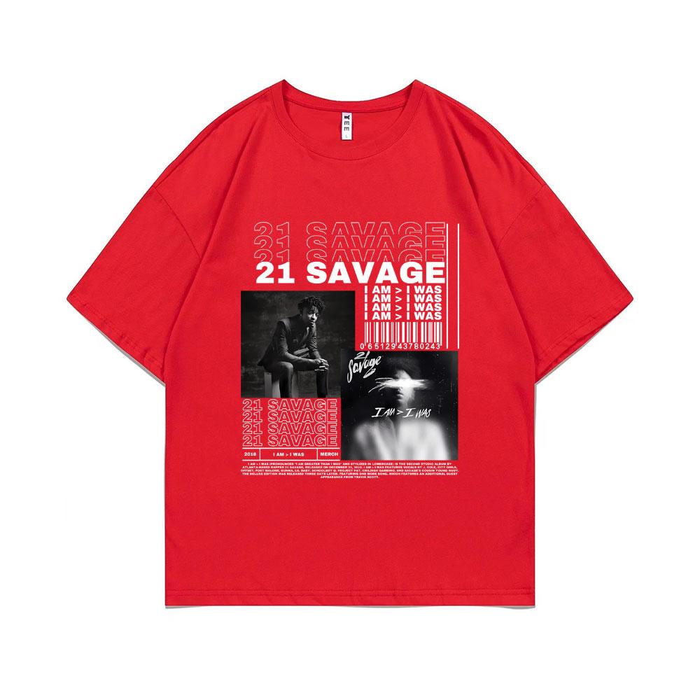 Rapper 21 Savage I Am I Was Music Album Graphic T-shirt Unisex Hip Hop T Shirts Male Vintage Casual Tshirt Unisex Fashion Streetwear