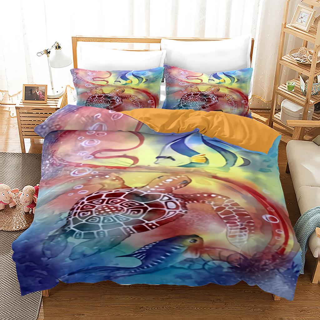 Пододеяльники Океан Синяя морская черепаха Комплект пододеяльника Морской комплект постельного белья для детей мальчиков девочек Морской ловец снов Животное Спальня