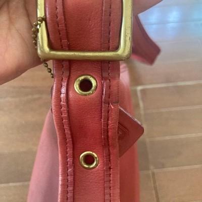Сумка-ведро на плечо Coach Красная 9953 Винтажная кожа Легкие следы использования