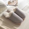 Осенние и зимние тапочки из чистого хлопка с полосатым дизайном для дома, нескользящая обувь с мягкой подошвой, теплые простые плюшевые хлопковые туфли