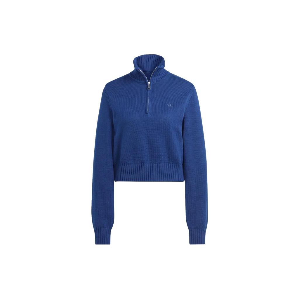 Adidas Originals Premium Essentials Half-Zip Knit Sweater Women Tops Navy IL1945
