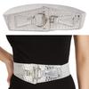 Women Stretchy Belt Elegant Wide Corset Decorative Sparkling Metallic Faux Leather Elastic Waist Belt with Alloy Buckle