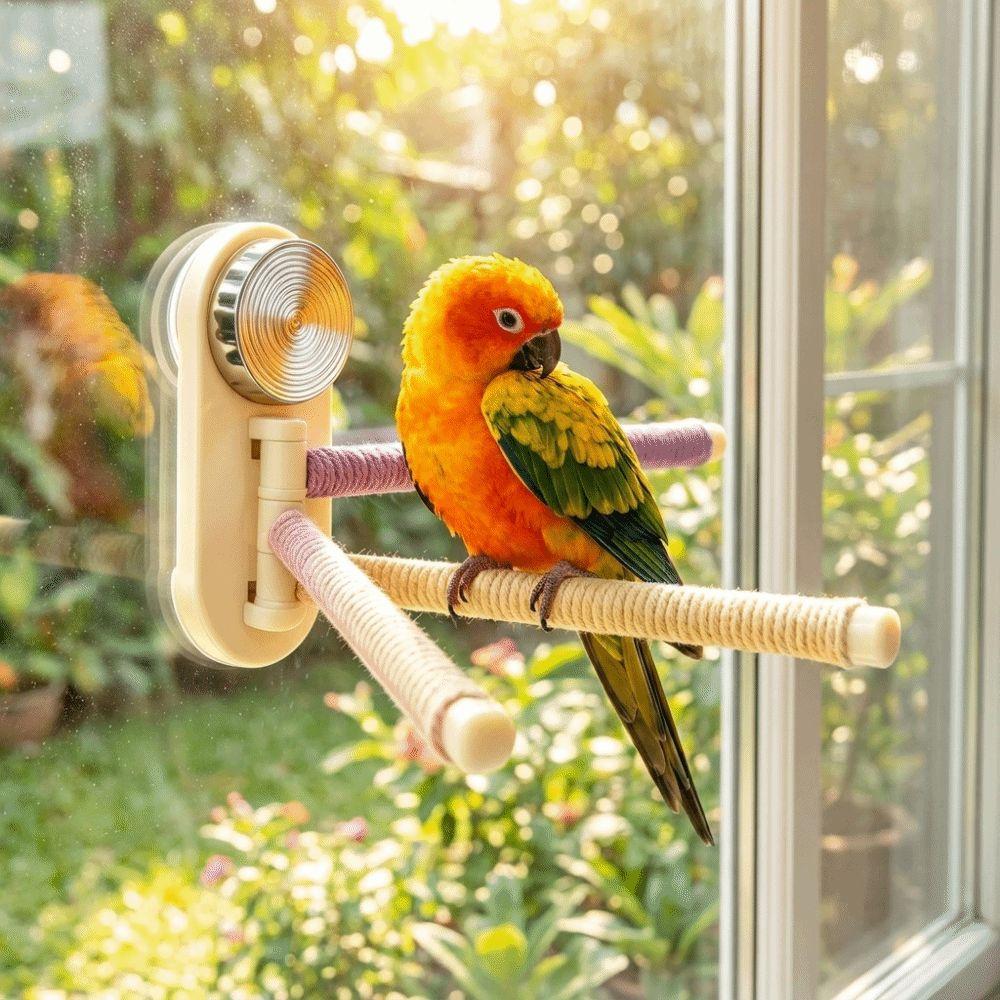 Anti Slip Parrot Rotating Stand Wear-resistant Bird Window Standing Stick Pet Interactive