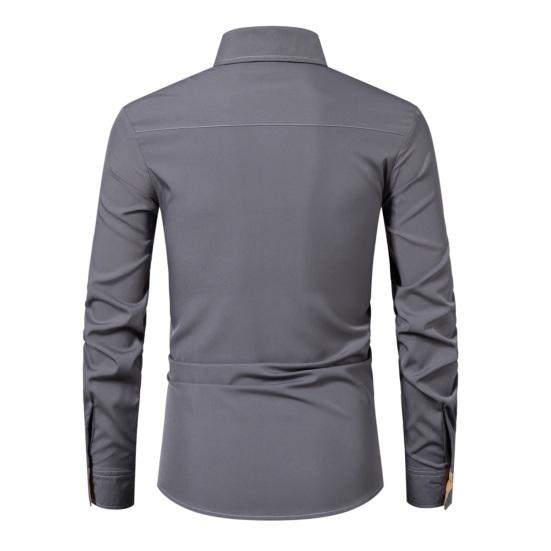 Осенне-весенняя мужская рубашка в деловом стиле, приталенная однобортная однобортная рубашка с длинными рукавами и пуговицами, мягкий дышащий мужской офисный топ средней длины