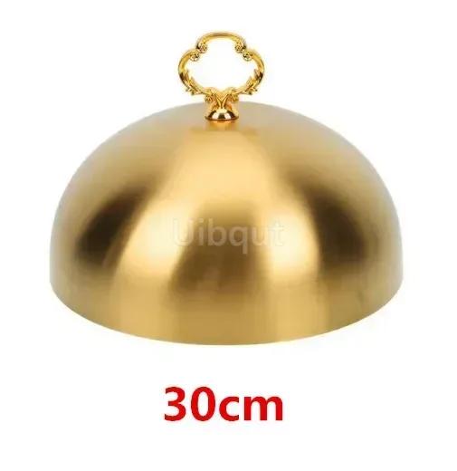 golden Cover Food Stainless Dome Lid Tent Protector Steak Serving tray For Melting Kitchen Metal Cheese Plate Cover Dish Basting