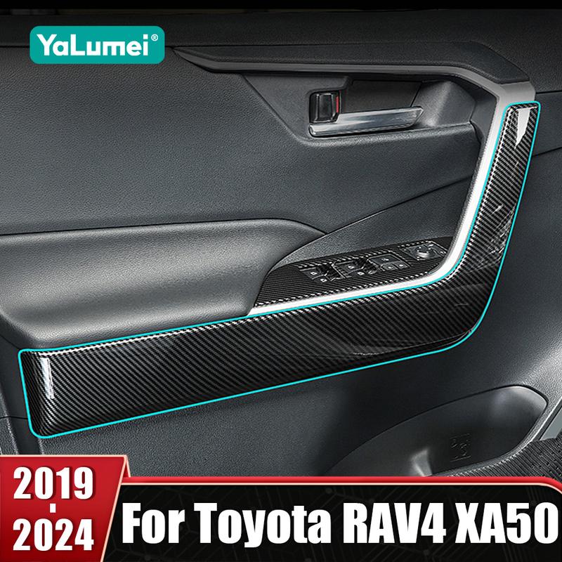 Door Armrest Bowl Panel Cover Strip Trims Stickers For Toyota RAV4 XA50 - 2024 RAV 4 Hybrid ABS Car Accessories