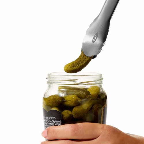 OXO Stainless Steel Mini Tongs, Gray, with Lock, Dishwasher Safe