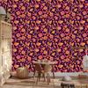 Intricate floral pattern plum and red wallpaper 50x1000