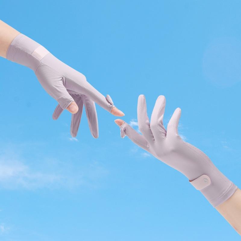 Солнцезащитные перчатки Летние ледяные шелковые женские спортивные на открытом воздухе с ледяным ощущением тонкие дышащие нескользящие для езды с откидными пальцами сенсорные перчатки