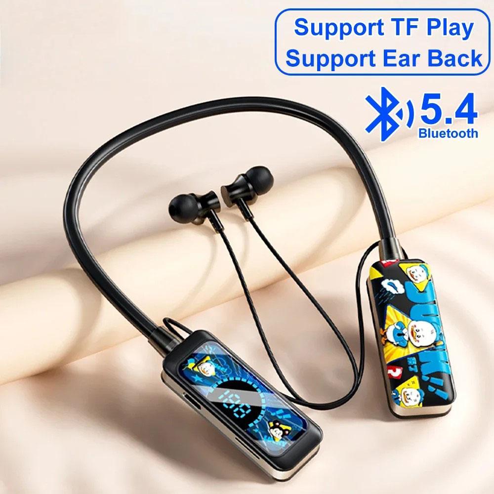 Bluetooth 5.4 Headphones Neckband Earphones Bluetooth Headsets Noise Reduction Earbuds Voice Assistant Ears Back Support TF Play