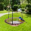 Heavy-Duty Outdoor Bird Bath Water Feeder with Rust-Proof Black Chains Hanging Bird Bath Hummingbird Feeder