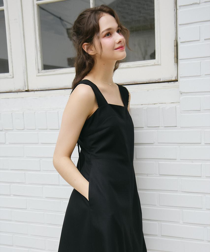 Bember Lace Trim Sleeveless Dress_Black