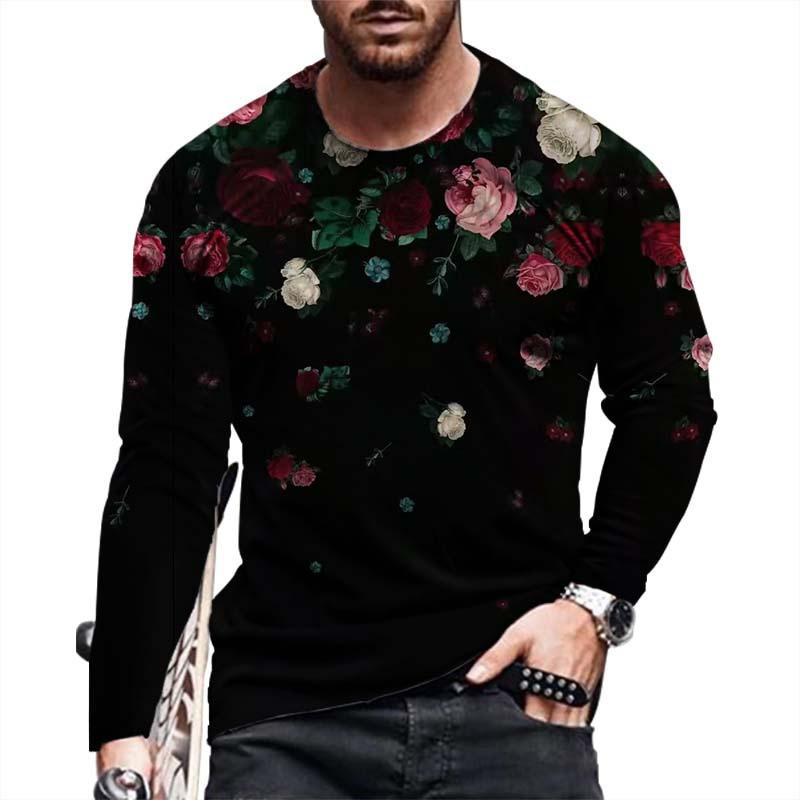 Floral Vintage Pattern 3D Print Summer Men's O-Neck T-shirt Casual Long Sleeve Oversized T Shirt Fashion Pullover Men Clothing