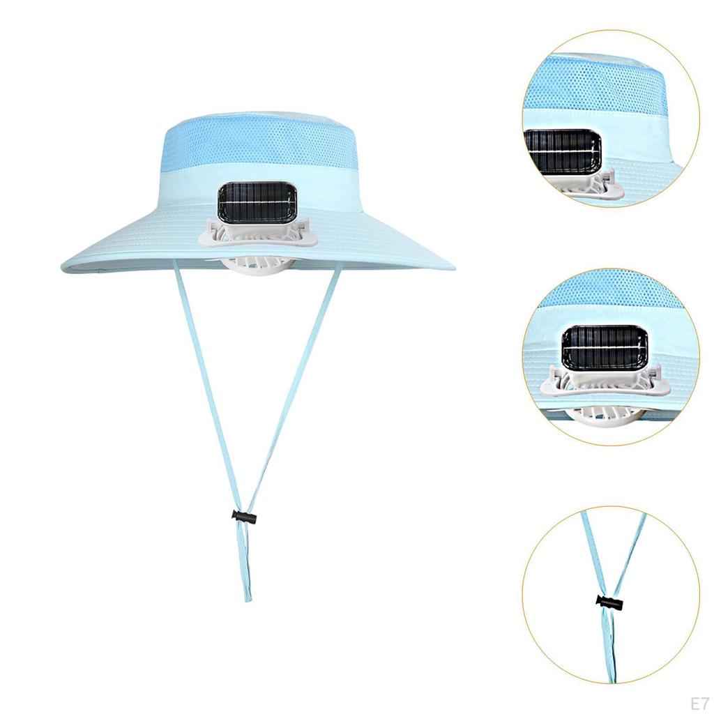 Children Outdoor Fan Hat Solar Powered Rechargeable Multipurpose Wide Brim for Farming Fishing