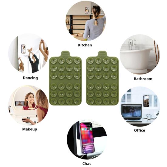 2 упаковки силиконовых чехлов с присоской для крепления телефона, клейкая ручка для фиксации рук на зеркальных гладких поверхностях