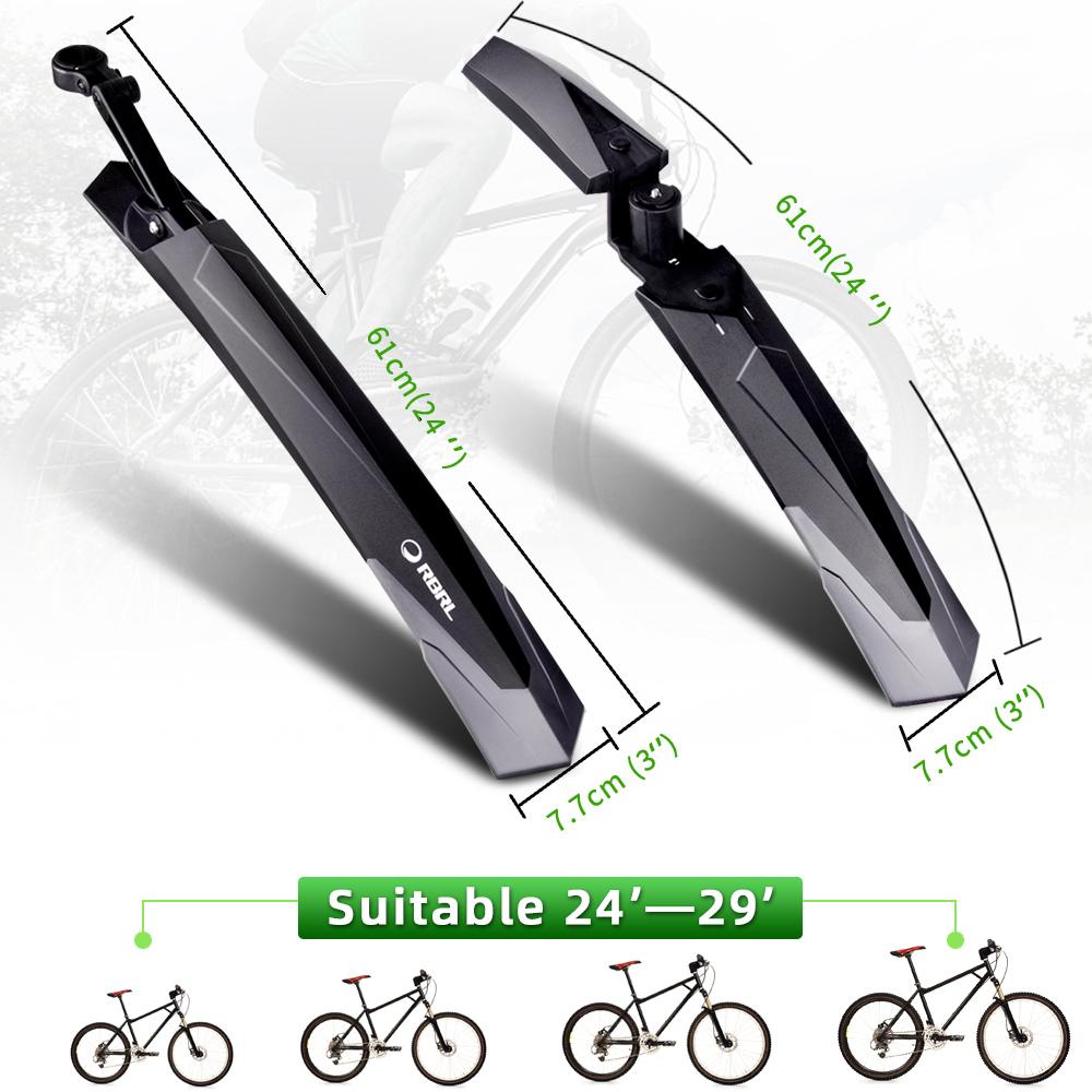 RBRL Mountain Bike Lengthen Widen Fender Durable Mudguards 26 27.5 29 Adjustable Bicycle Anti Shake Wings Set Mtb Ass