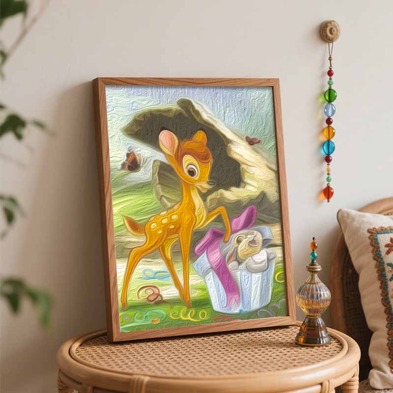 Disney DIY Bambi Thumper Oil Painting Art Painting Kit Home Wall Decor Handmade Gift for Living Room Wall Art Decor for Bedroom Wall