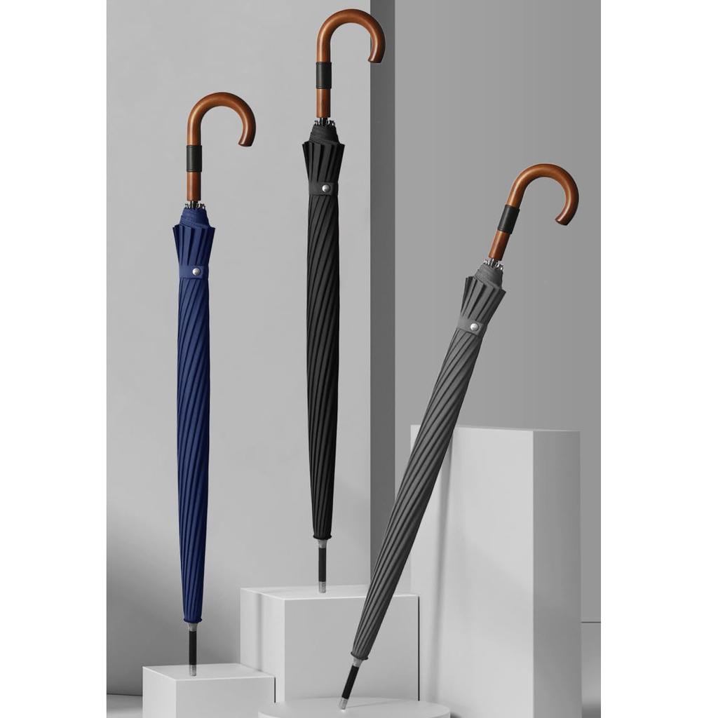 Long 16 Bad High Strength Glass J Wooden Opens with One Unisex Umbrella, Men's, Stylish, 125cm, Umbrella, Large, Umbrella, Men's Umbrella, Ribs,