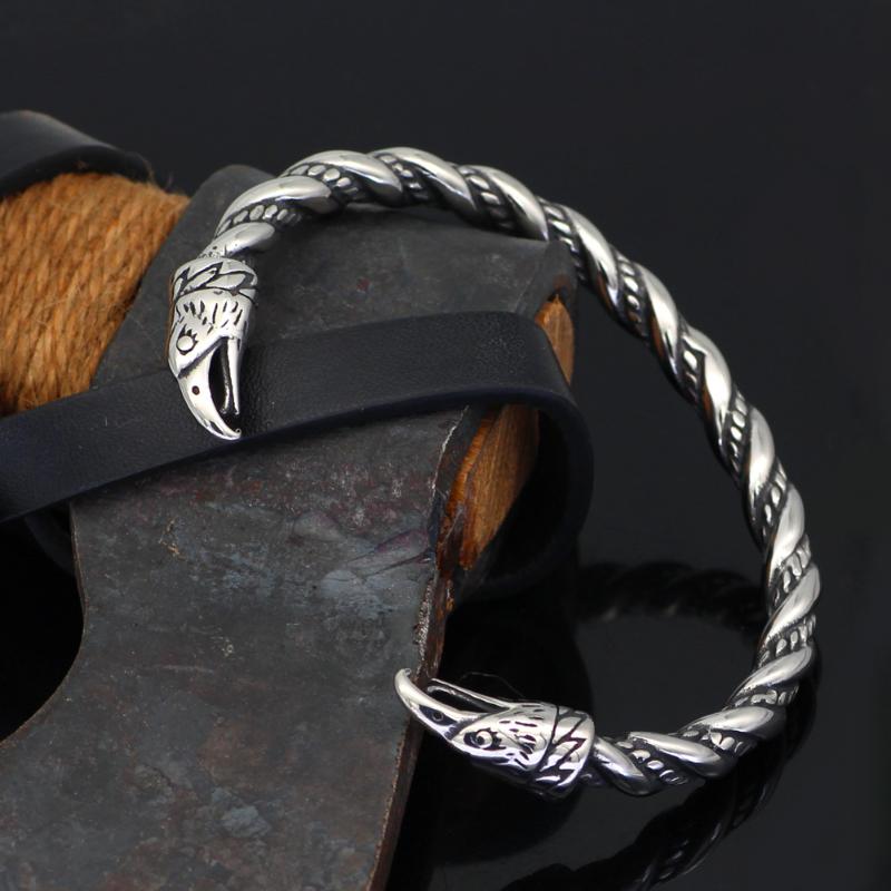 1 шт., мужской винтажный браслет в стиле скандинавского викинга с головой вороны, мужские и женские вечерние ювелирные изделия, браслет