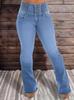 TEMU 2024 Женские джинсы с высокой талией, зауженные, эластичные, на пуговицах, с микро-клешем