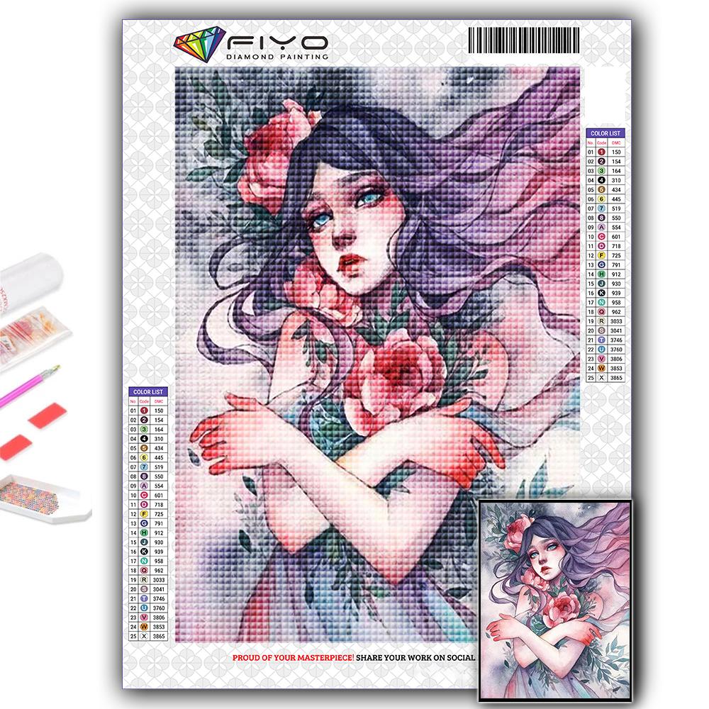 Full 5D Diy Diamond Painting Girls and Flowers 5D Diamond Painting