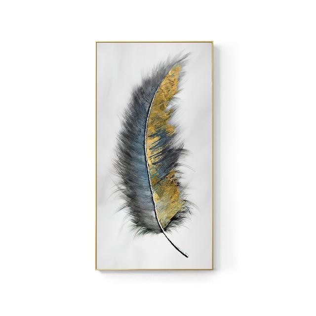 Abstract Golden Feathers Oil Painting Printed On Canvas Posters and Prints for Living Room Porch Home Decoration Cuadros