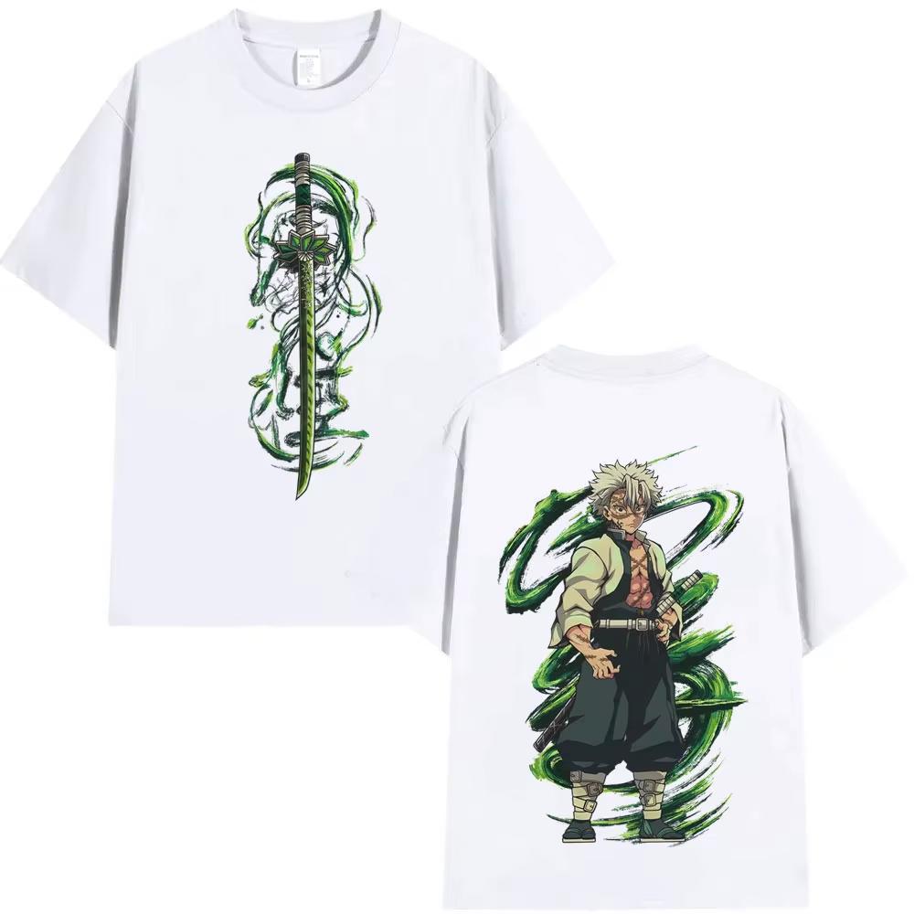 Anime Demon Slayer: Kimetsu no Yaiba Sanemi Shinazugawa Graphic T-shirt, Unisex Cartoon Casual Short Sleeve T-Shirt