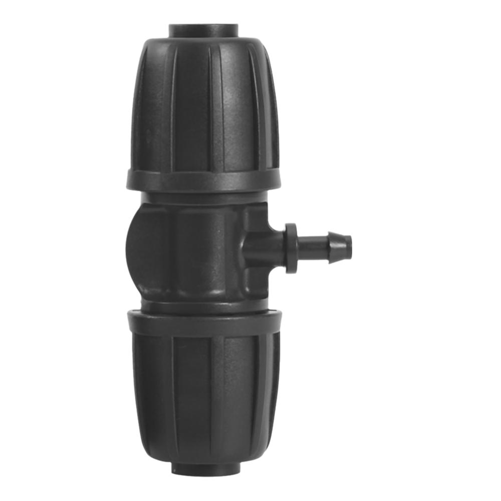 25PCS Black Lock Barbed Tee Connector POM 16mm To 4/7mm Tee Connector Greenhouse Watering
