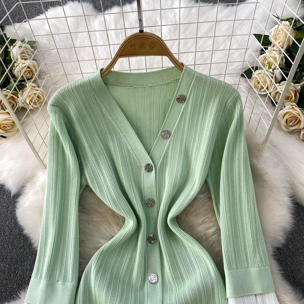 Autumn Winter Women V-neck Full Sleeve Knitted Pullover Sweater Party Long Maxi Mermaid Dresses