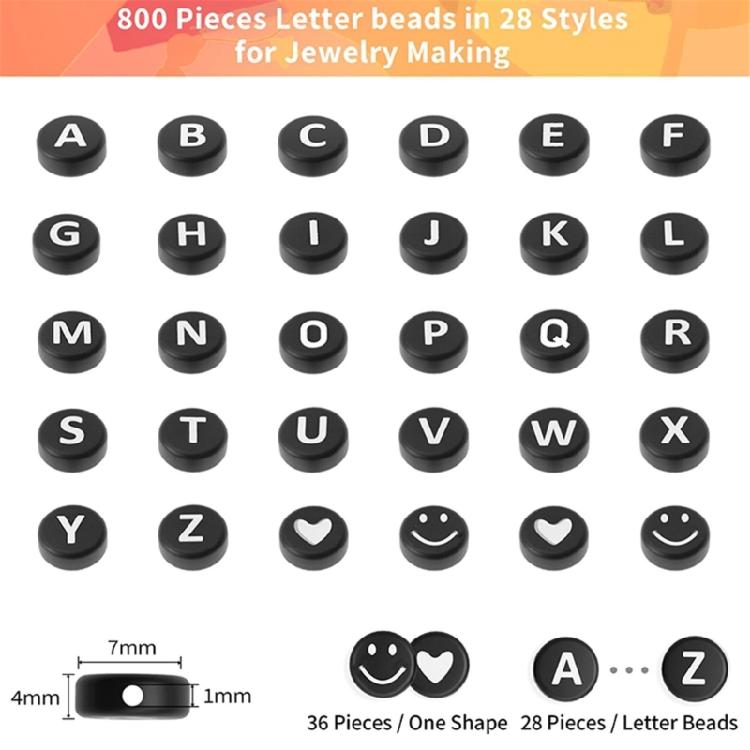 800 шт. Бусины-буквы A-Z для DIY, материалы для изготовления браслетов, ожерелий, бижутерии