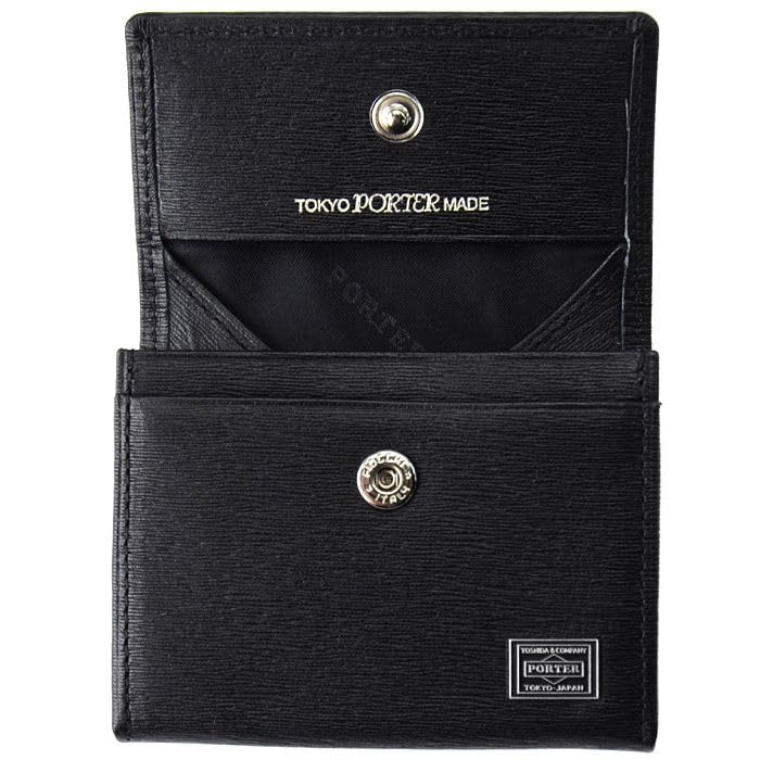 PORTER Current Bifold Wallet Black Made in Japan Cowhide 85x70mm Compact