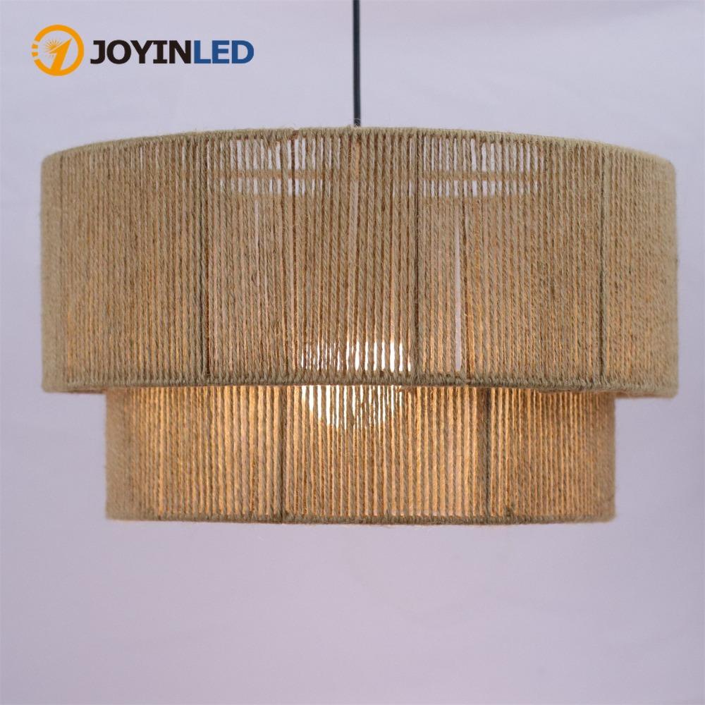 JOYINLED Бохо Люстра Ротанговый Потолочный Подвесной Светильник 45 см Фермерский Подвесной Светильник с Пеньковой Веревкой для Столовой Гостиной