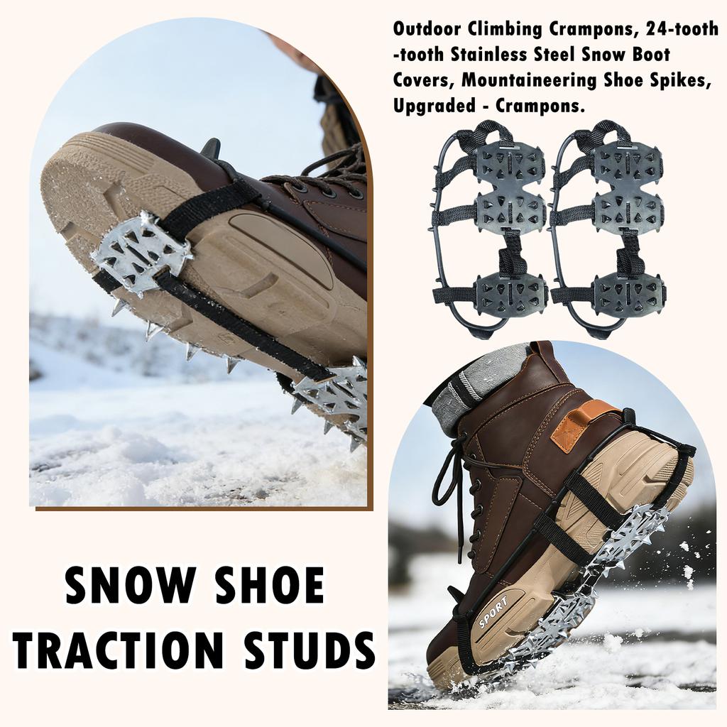Альпинистские кошки для активного отдыха, 24-зубчатые чехлы для зимних ботинок из нержавеющей стали, шипы для альпинистских ботинок, модернизированные кошки.