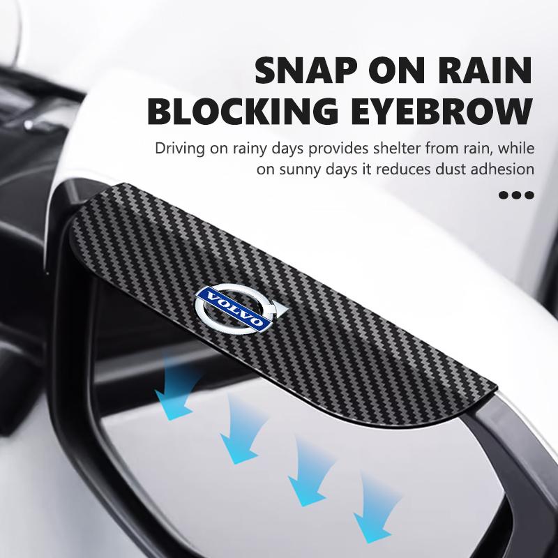 sgjkp3 For Volvo 2pcs Car Rearview Mirror Rain Eyebrow Snap on Rain Blocking Cover V50 S60 XC60 S40 XC40 XC90 V70 XC70 C30 V40 V60
