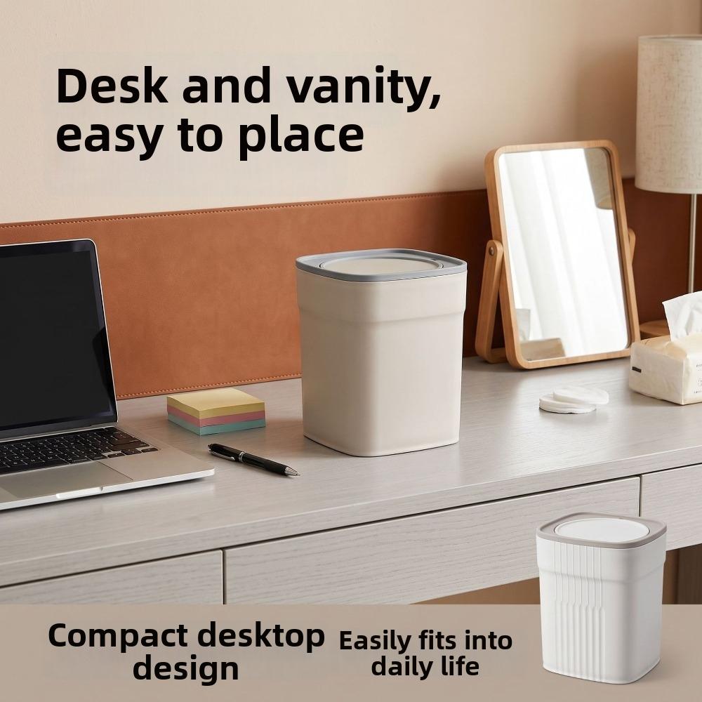 Plastic Desktop Trash Can Sealed Waste Paper Basket Durable Mini Waste  Bin  Bedroom