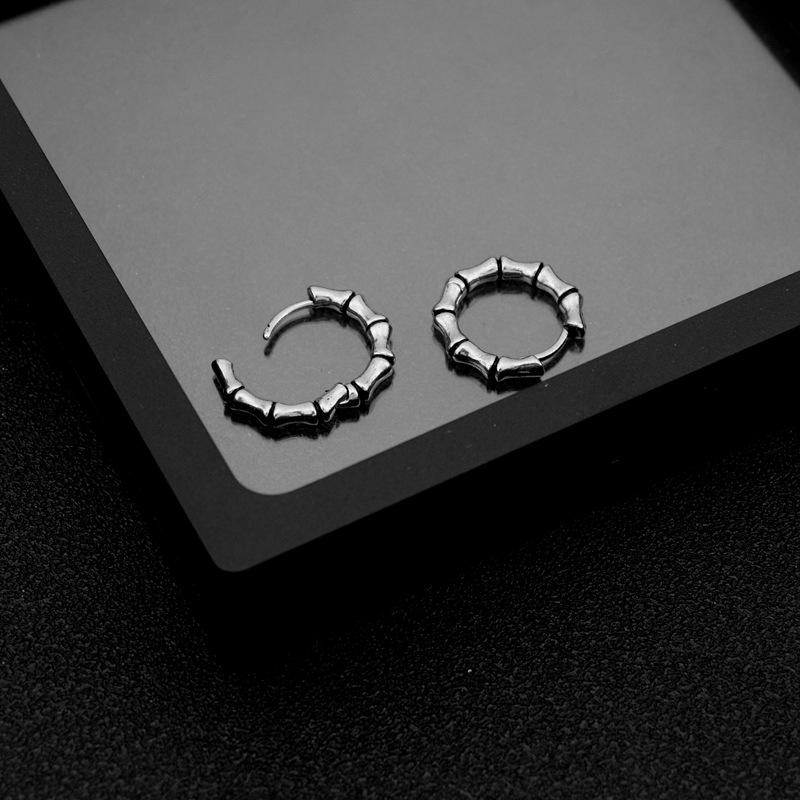 Мужские и женские серьги из нержавеющей стали, ретро-панк-серьги-кольца из бамбука, байкерские серьги