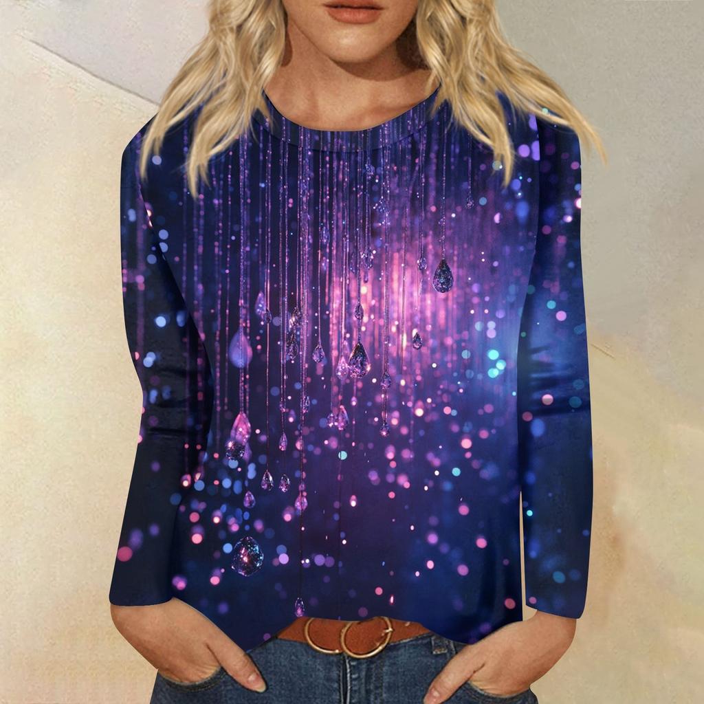 Женская модная повседневная кофта с длинным рукавом и принтом, с круглым вырезом