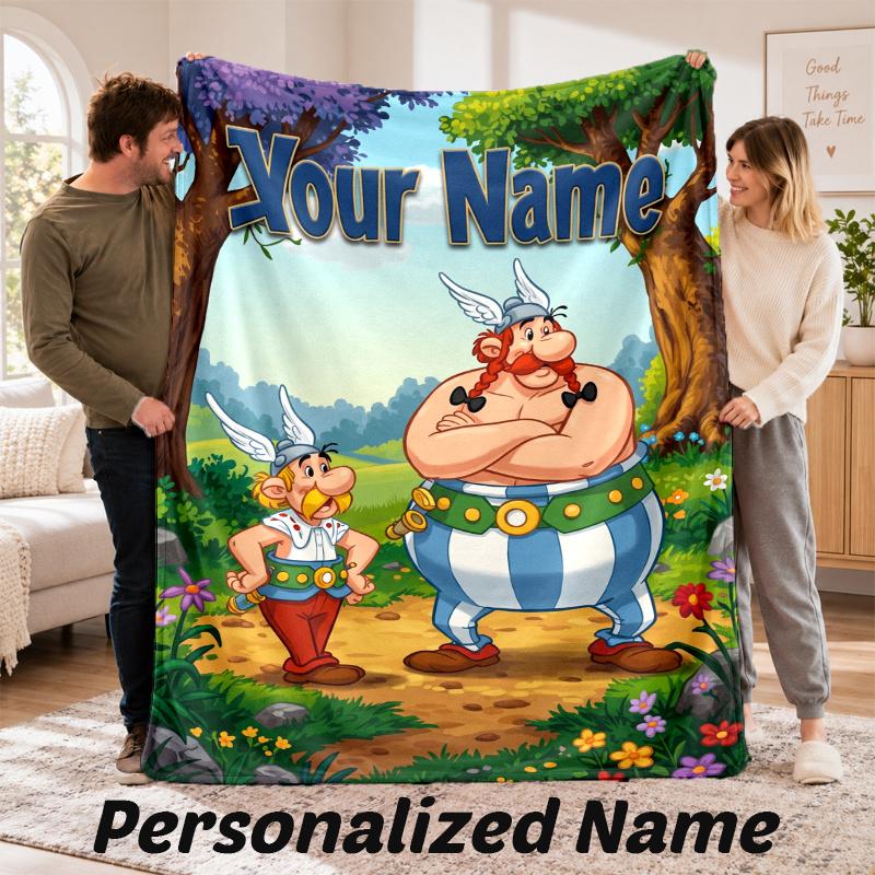 Custom Name Asterix Flannel Throw Blanket Personalized Text Soft Blanket Bed Sofa Gift