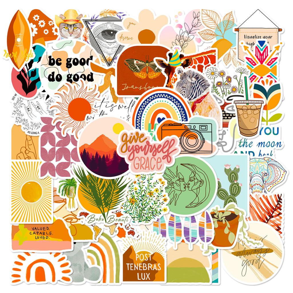 50 BOHO Style Stickers New Style Artist Bohemia Creative Notes Suitcase