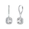 BAMOER Authentic 925 Sterling Silver Dazzling Cubic Zircon Square Geometric Drop Earrings