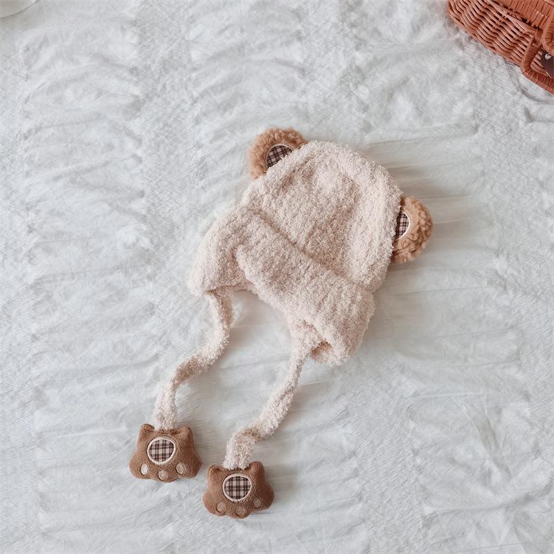 1 шт. теплая пушистая шапочка для мальчиков и девочек, милая вязаная крючком шапочка с изображением животных из мультфильмов для малышей, осенне-зимняя вязаная шапка