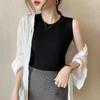 New Fashion Summer Women Tops Blouse Slim Silk Sleeveless Women Tee Shirt Ice Plus Size White T-Shirt Woman Fashion New