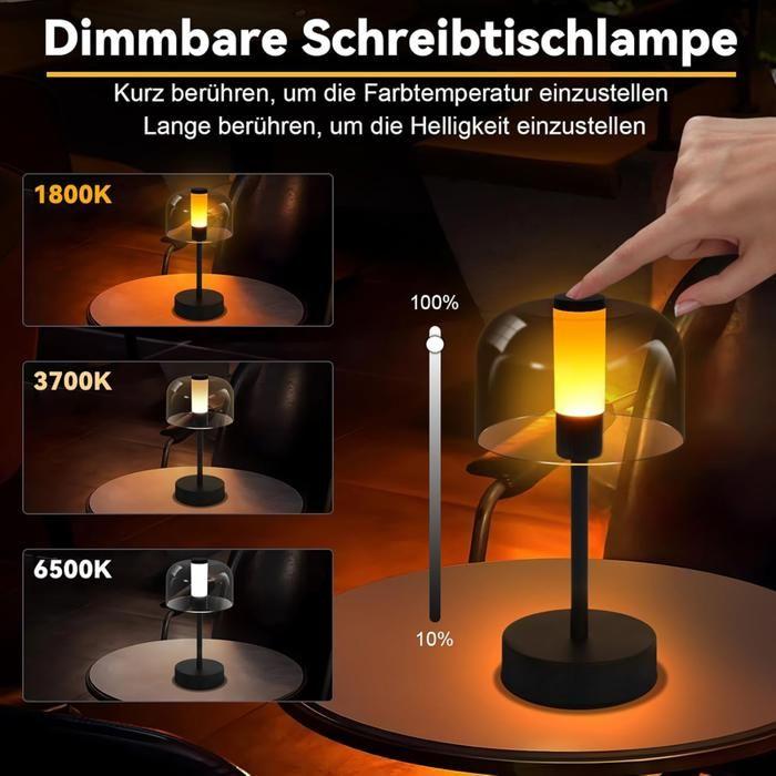 Lampe de table LED - NETTLIFE - Tactile rechargeable - 1800–6500K - Sans fil USB‑C - Intensité variable