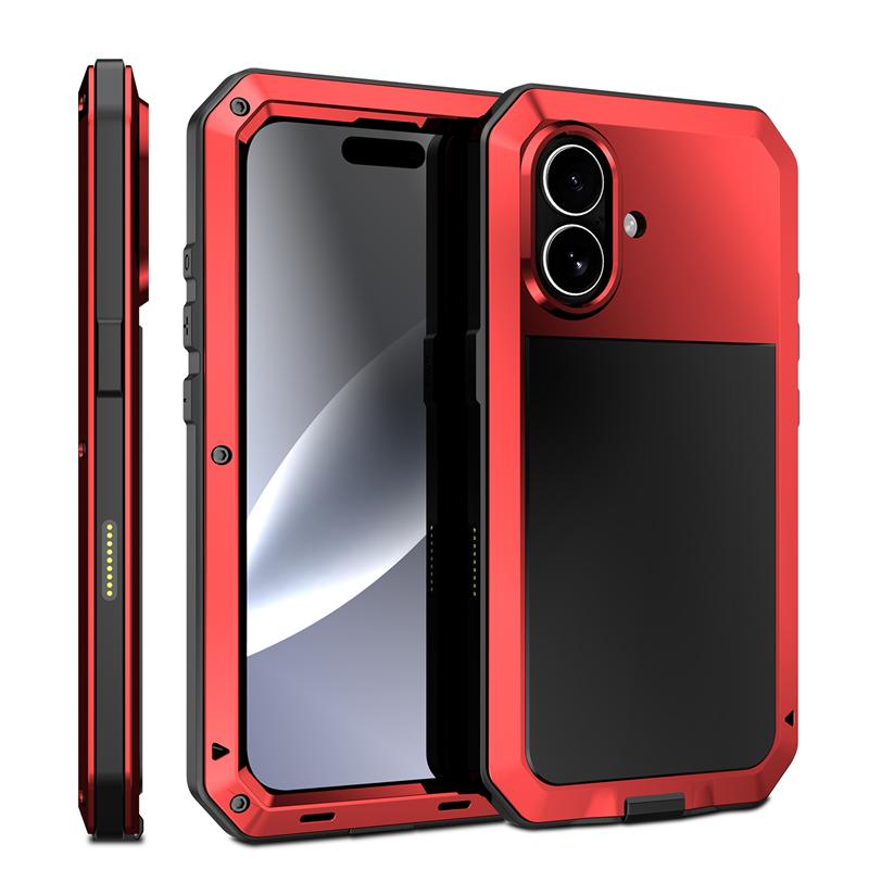 Прочный защитный металлический алюминиевый корпус-броня для iPhone 17 16e 15 14 13 12 mini 11 Pro 7 8 Plus XS Max XR SE Ударопрочная крышка