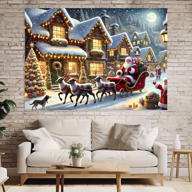 Santa Claus sleigh and Snow Town photography background perfect Christmas-themed shooting and holiday decoration