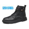 Fashion Fashion Casual Leather Male Motorcycle Boots Outdoor Men's Ankle Boots High Top Winter Casual Shoes Warm Plush Fur Winter Botas
